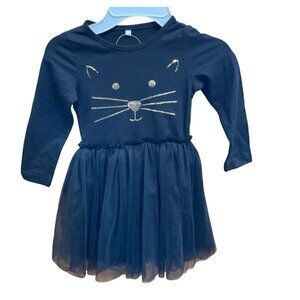 Toddler Black Cat Dress With Tulle Skirt